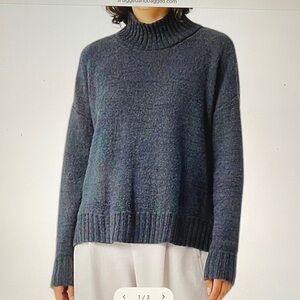 Eileen Fisher charcoal Organic Cotton Turtleneck Sweater